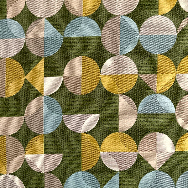 Arc-Com Radius Green Apple Geometric Design Upholstery Fabric Yardage