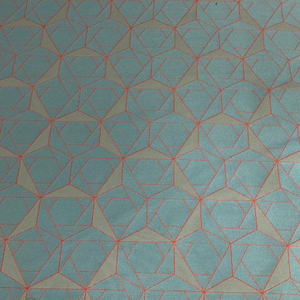 HBF Folded Lines Sky and Coral Blue Upholstery Fabric