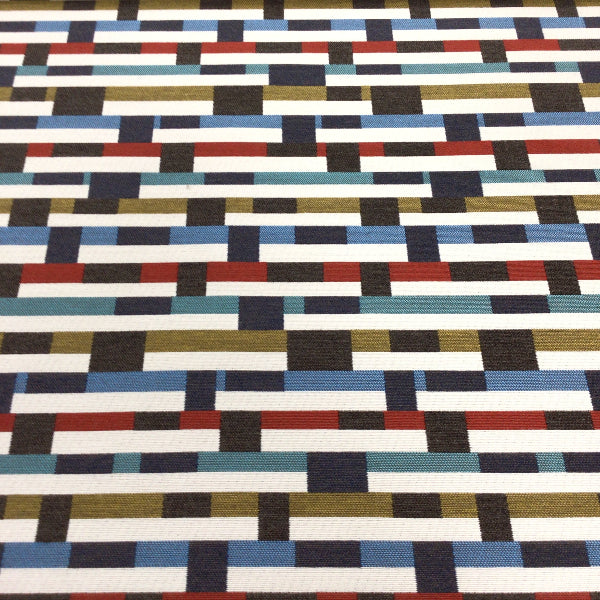 Remnant of Mayer Metal Strips Regatta Sunbrella Upholstery Fabric