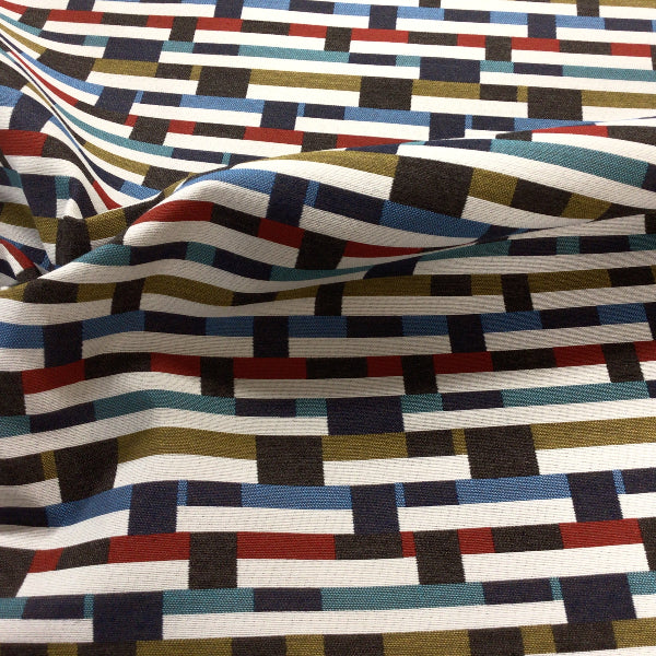 Remnant of Mayer Metal Strips Regatta Sunbrella Upholstery Fabric