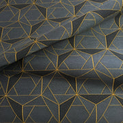 HBF Folded Lines Charcoal and Gold Upholstery Fabric