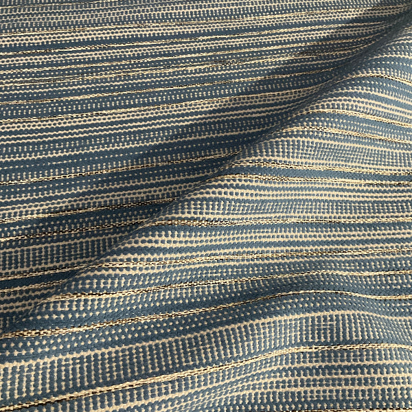 Pollack Thoroughfare River Stripe Blue Upholstery Fabric