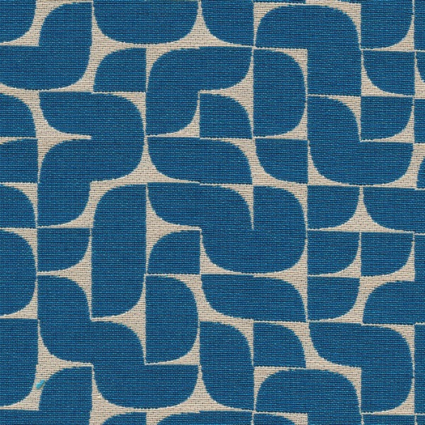 Unika Vaev Uber Cool Blue Geometric Upholstery Fabric