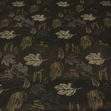 Burren Charcoal Leaves Brown Upholstery Fabric
