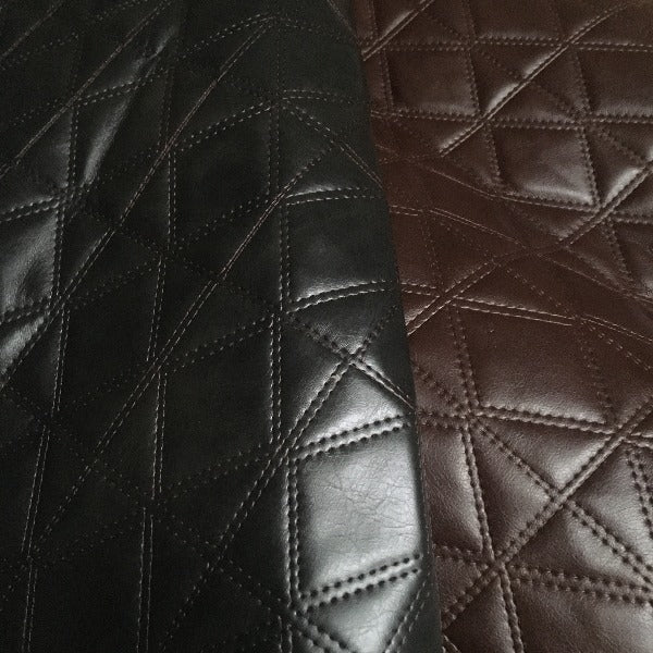 Vinyl Marine Faux Leather Fabric Diamond Pattern PU Leather Material Woven  Fabric Backed