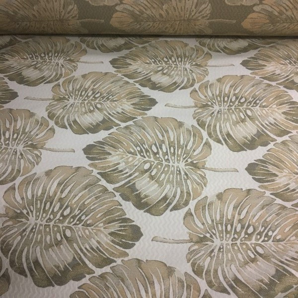 Swavelle Mill Creek Bermuda Sand Leaf Design Beige Upholstery Fabric