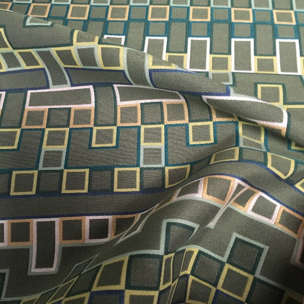 Momentum Borders Willow Geometric Green Upholstery Fabric