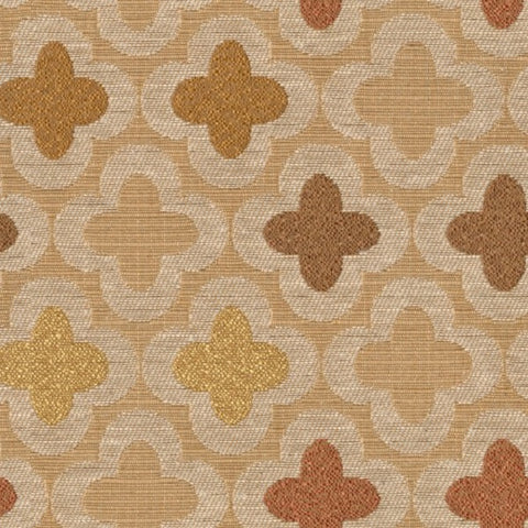 Designtex Bunta Cumin Quatrefoil Pattern Beige Upholstery Fabric