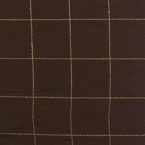 Drapery Fabric Embroidered Silk Taffeta Panes Chocolate Toto Fabrics