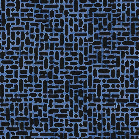 Arc-Com Great Wall Midninght Stacked Rectangles Blue Upholstery Fabric