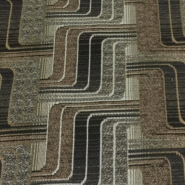 Swavelle Mill Creek Inline Beachcomber Geometric Brown Upholstery Fabric
