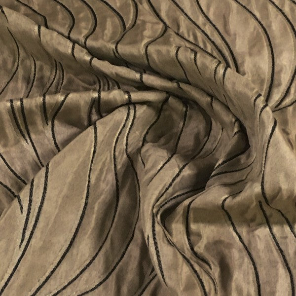 Rovigio Taupe Waves Brown Drapery Fabric