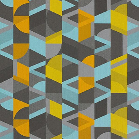 Momentum Docket Downtown Geometric Blue Crypton Upholstery Fabric