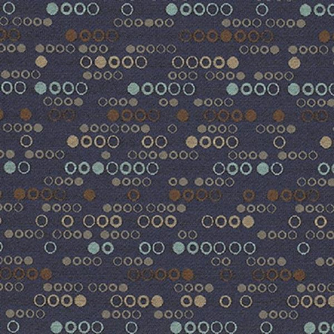 Momentum Ping Placid Striped Circles Blue Upholstery Fabric