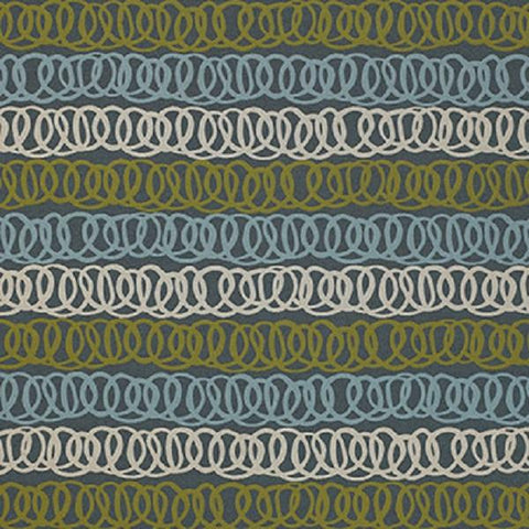Momentum Springs Tropic Modern Stripe Blue Upholstery Fabric