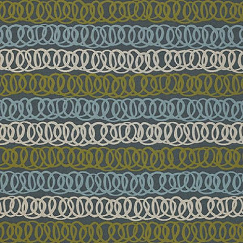 Momentum Springs Tropic Modern Stripe Blue Upholstery Fabric