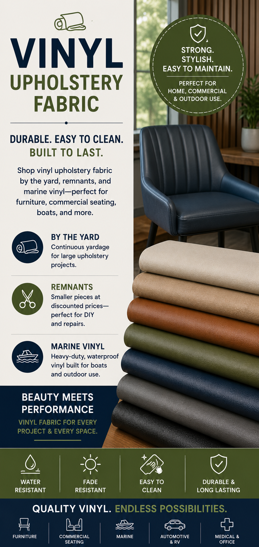 Vinyl upholstery fabric for every space