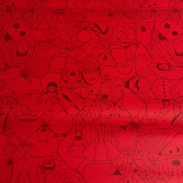 Remnant of Designtex Beguiled by the Wild Cardinal Red Upholstery Vinyl