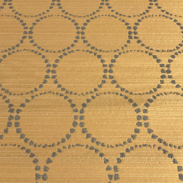 Melodeon Wheat Dotted Circle With Stripes Upholstery Fabric