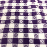 Purple & White Plaid Tablecloth Cotton Fabric
