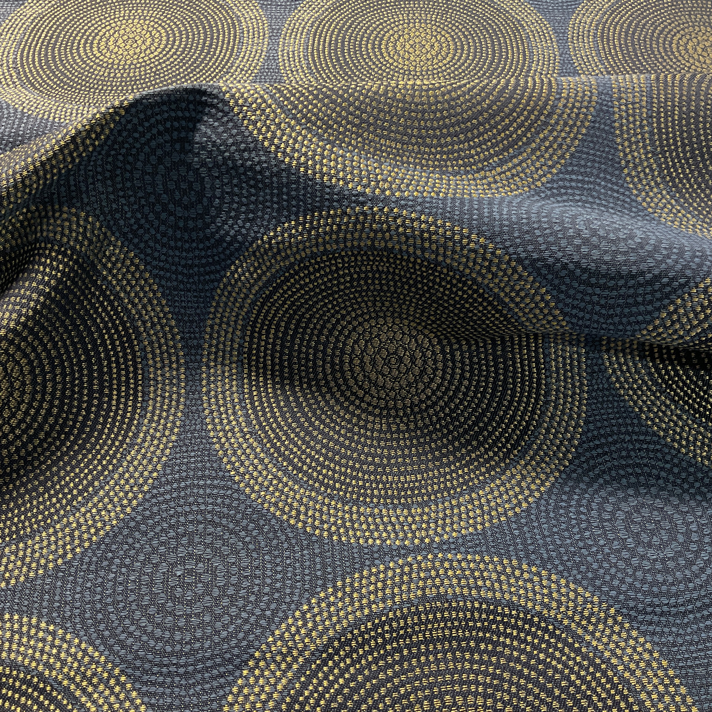 Arc-Com Shibori Blueberry Concentric Circles Blue Upholstery Fabric