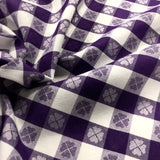 Purple & White Plaid Tablecloth Cotton Fabric