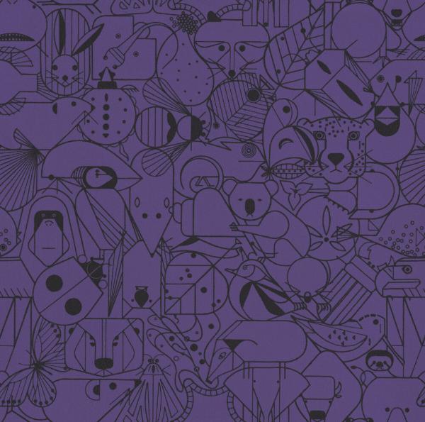 Remnant of Beguiled by the Wild Purple Starling Upholstery Fabric
