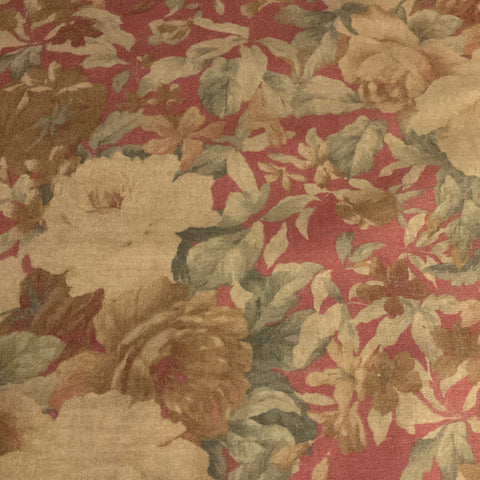 Covington Red Green Faded Floral Cotton Print Fabric