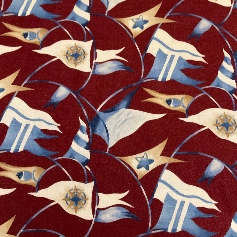 Nautical Flags Red Cotton Print Fabric