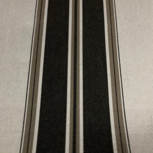 Remnant of Sunbrella Shade Fancy Black/Taupe Outdoor Awning Upholstery Fabric