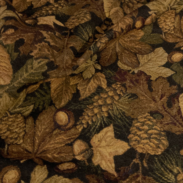 Regal Black Fall Leaves Upholstery Fabric