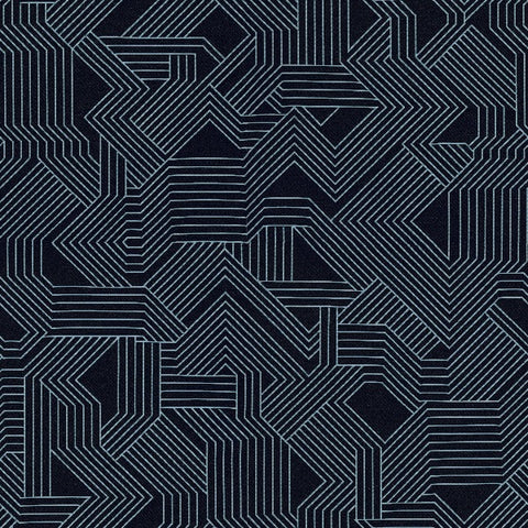Carnegie Maze Color 39 Geometric Blue Upholstery Fabric