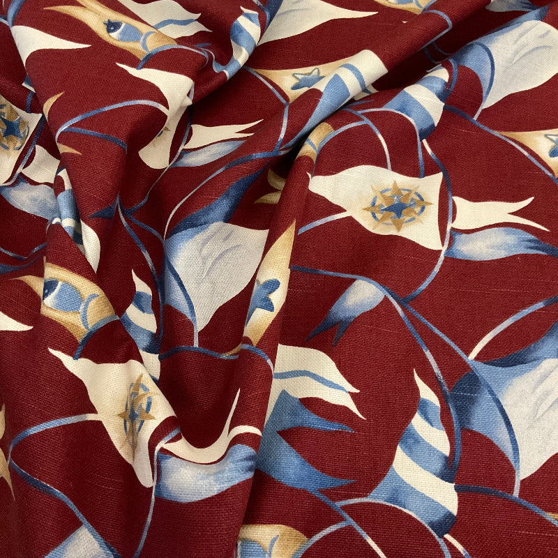 Nautical Flags Red Cotton Print Fabric