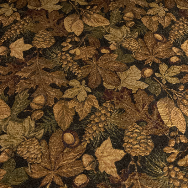 Regal Black Fall Leaves Upholstery Fabric