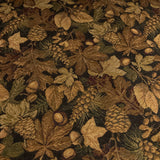 Regal Black Fall Leaves Upholstery Fabric