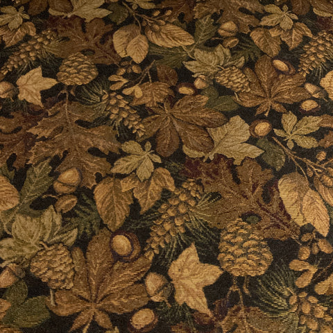 Regal Black Fall Leaves Upholstery Fabric
