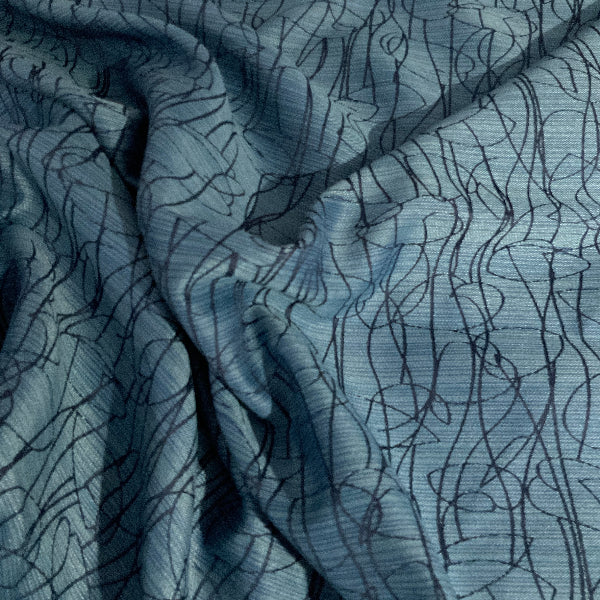 Mayer Meander Bluebell Abstract Blue Upholstery Fabric