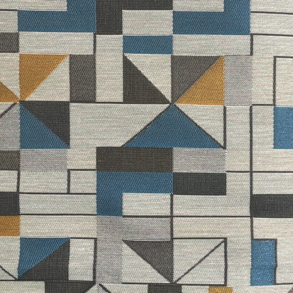 Arc-Com Apex Baltic Geometric Design Blue Upholstery Fabric