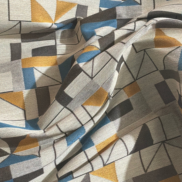 Arc-Com Apex Baltic Geometric Design Blue Upholstery Fabric Yardage