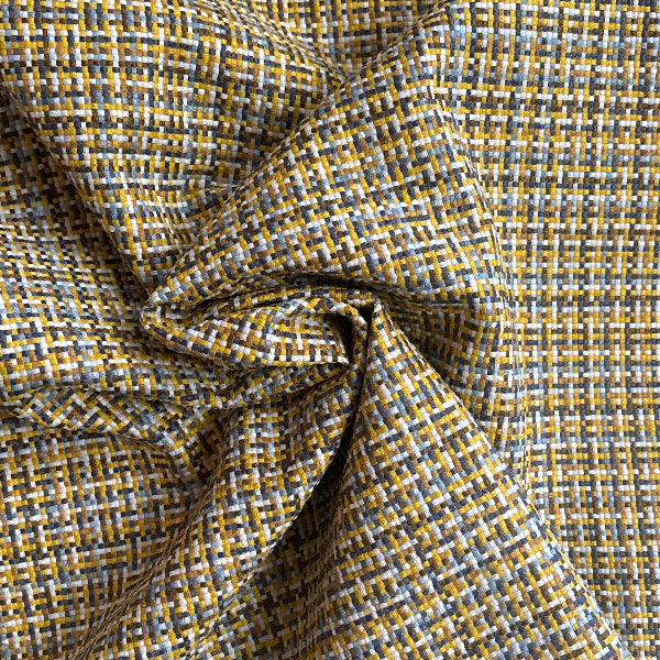 Arc-Com Pixel Forsythia Yellow Upholstery Fabric Yardage