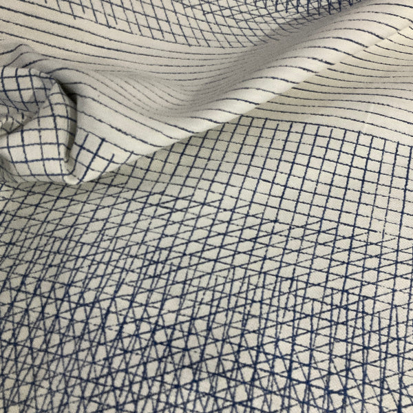 Momentum Drawing Lines Lapis Modern Blue Upholstery Fabric