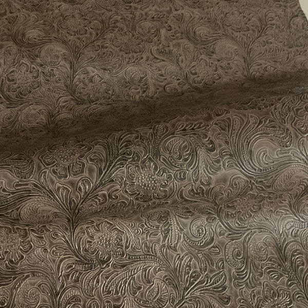 Concertex Bonita Canyon Brown Tooled Upholstery Vinyl