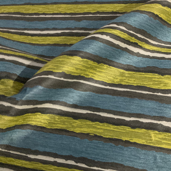 Remnant of Pallas Painted Stripe Sea Upholstery Fabric