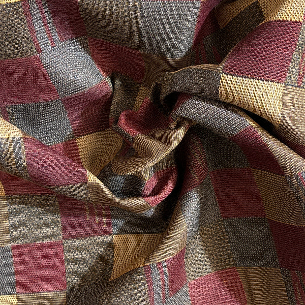 Berries and Acorn Checkerboard Upholstery Fabric Yardage