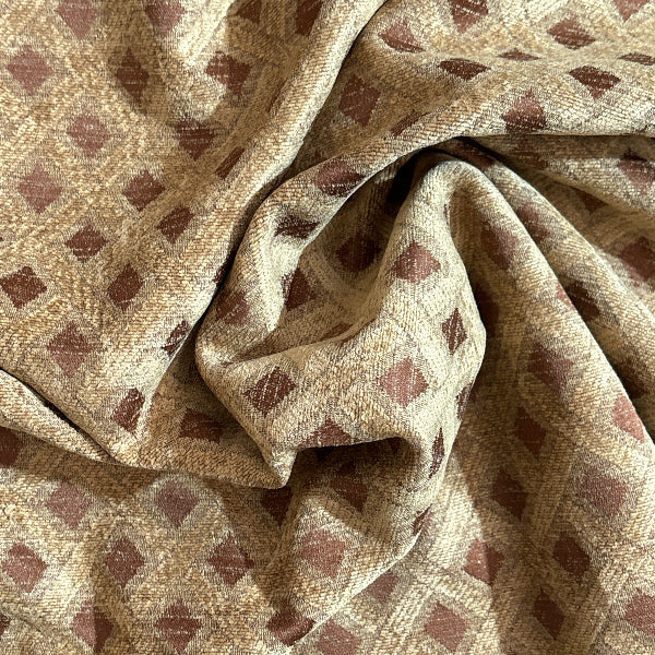 Brown Gold Diamond Upholstery Fabric Yardage