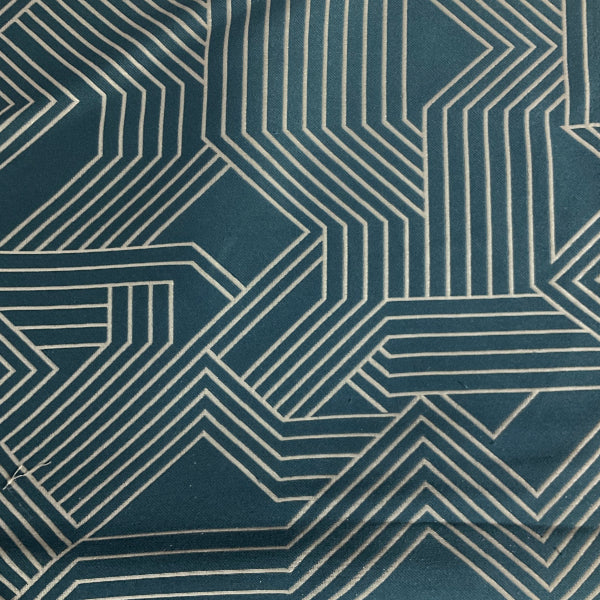 Carnegie Maze Color 38 Geometric Blue Upholstery Fabric