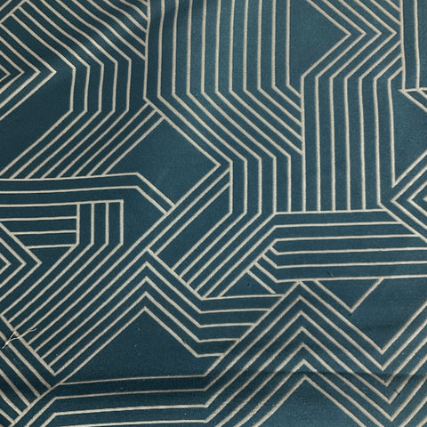 Carnegie Maze Color 38 Geometric Blue Upholstery Fabric