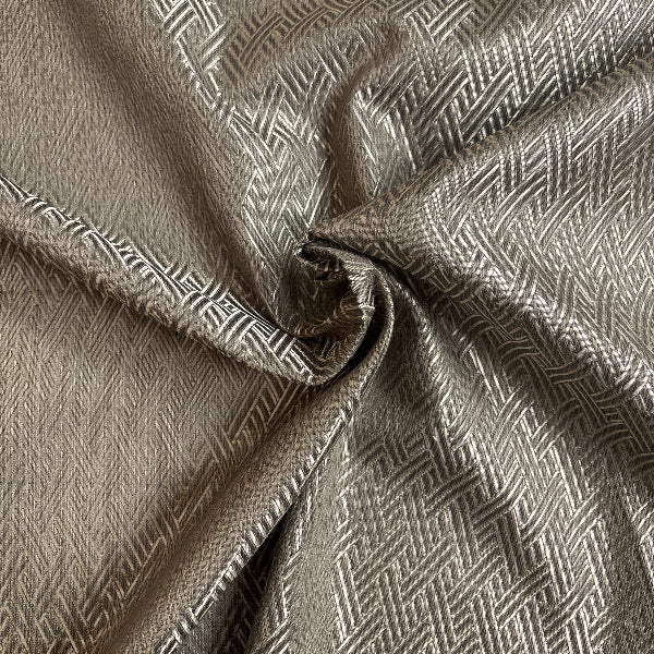 Cross Stitched Silver Upholstery Fabric Yardage