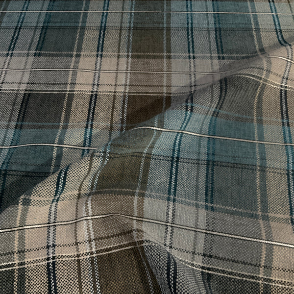 Designtex Plaid Loon Designer Blue Upholstery Fabric