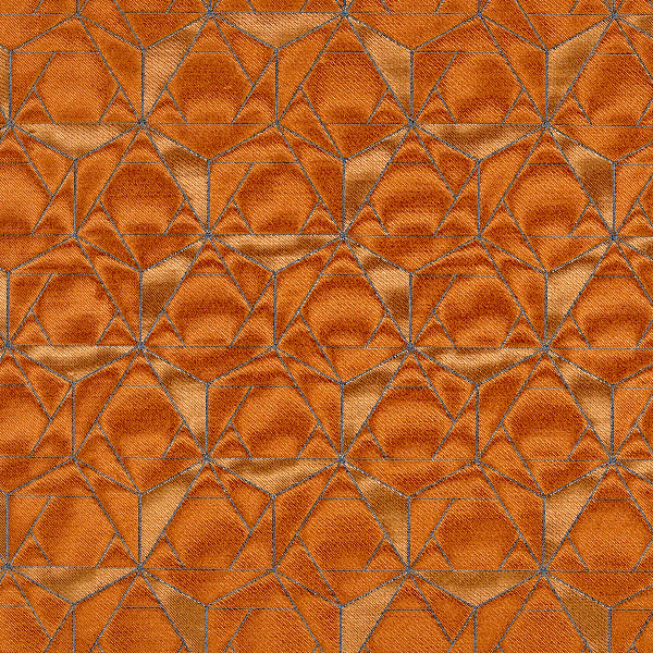 Remnant of HBF Folded Lines Melon and Blue Upholstery Fabric